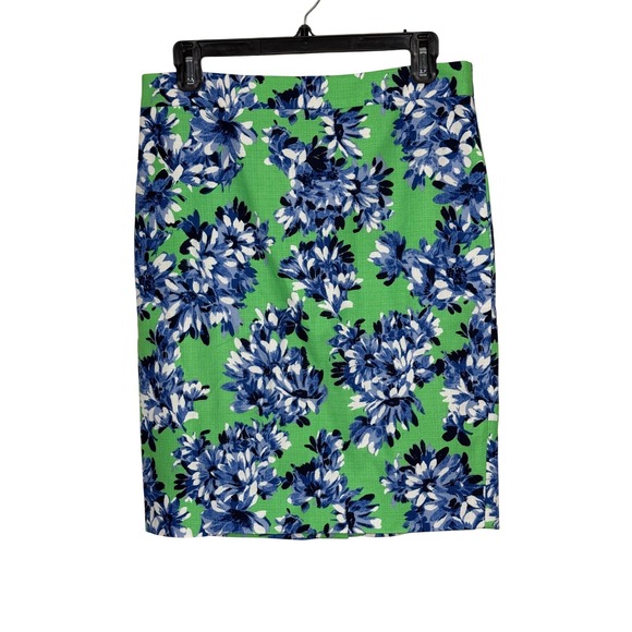 J.Crew Dresses & Skirts - J.Crew The Pencil Skirt Women 4 Green Blue Floral NWT Knee Length B8203